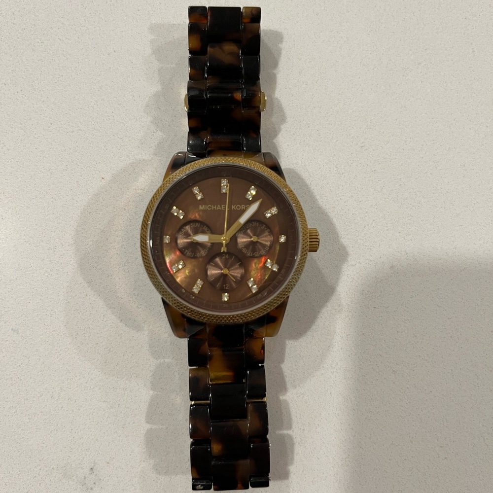 Michael Kors tortoise and gold watch